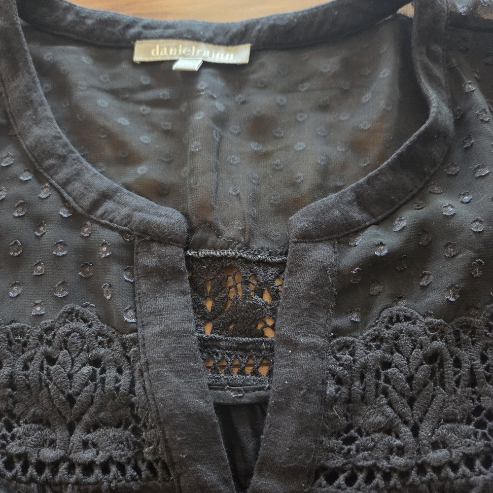 Daniel Rainn Black Textured Lace Top